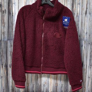 Champion Sherpa Crop Baseball Bomber Jacket New XL